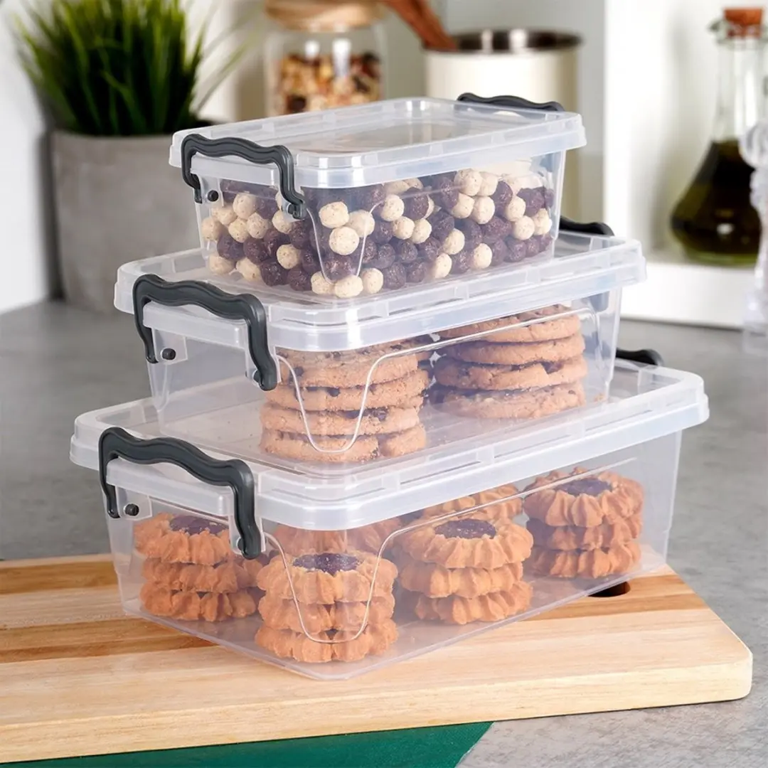 Orion Voedselcontainers met Deksel - 3 Stuks - 0,6/1,2/2 l - Transparant