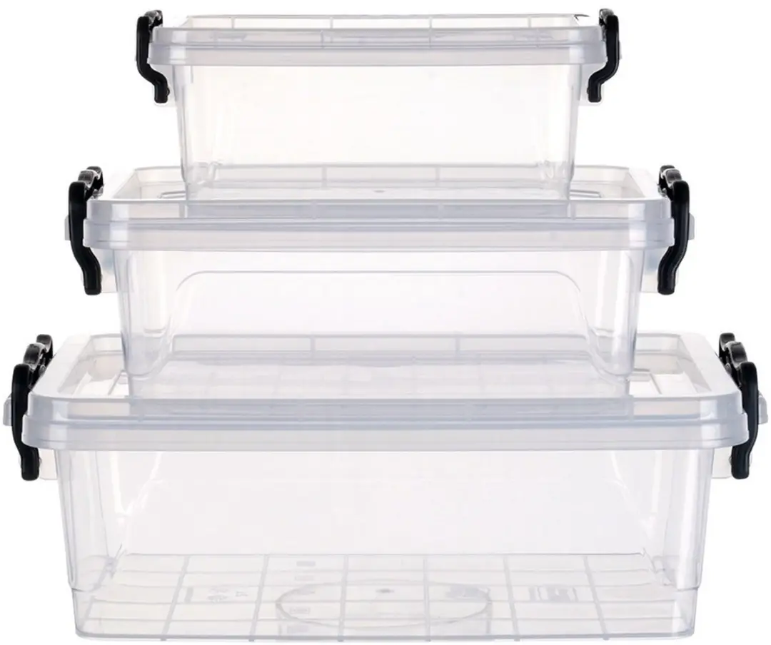 Orion Voedselcontainers met Deksel - 3 Stuks - 0,6/1,2/2 l - Transparant