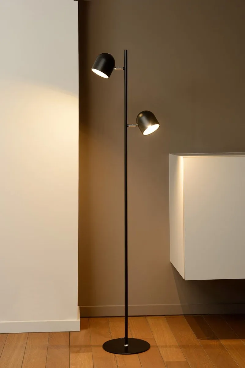 Lucide Skanska Vloerlamp LED 3 StepDim 2x5W 3000K - Zwart