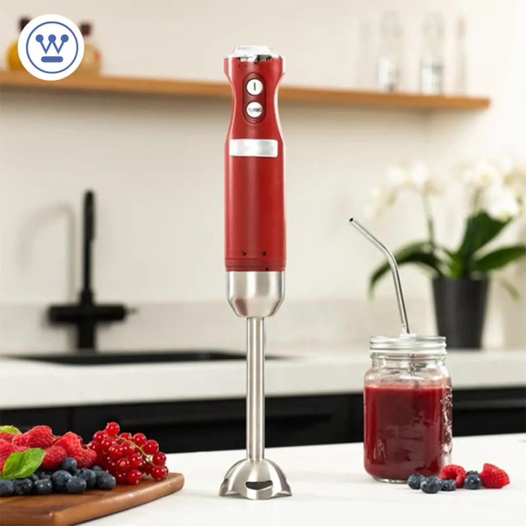 Westinghouse Retro 3-delige Set - Waterkoker 1,7L Broodrooster 2 Sneden Staafmixer - Rood