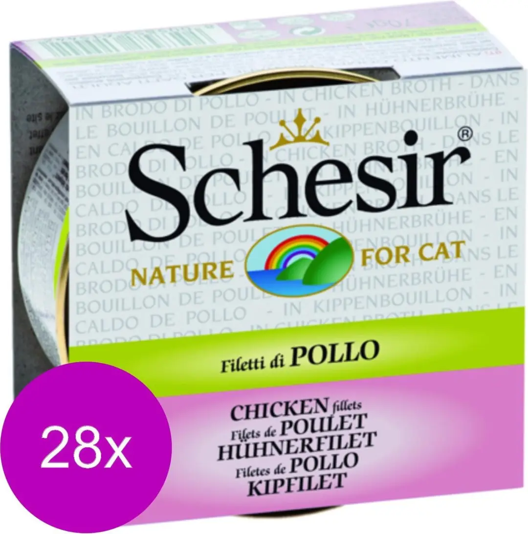Schesir Kat Bouillon 28x Kip Blik