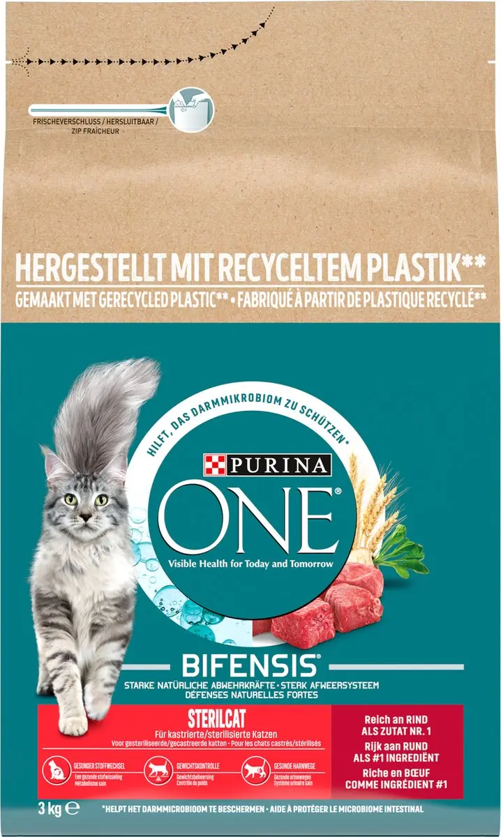 Purina ONE Sterilcat Droogvoer Rund & Tarwe 3kg