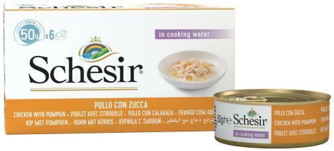 Schesir Kat Blik Gekookt Kipfilet & Pompoen - 6x50g