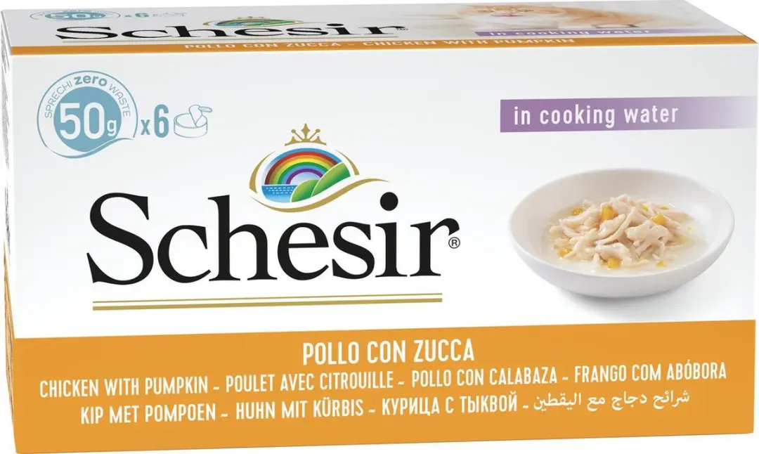 Schesir Kat Blik Gekookt Kipfilet & Pompoen - 6x50g - afbeelding 6 van 6