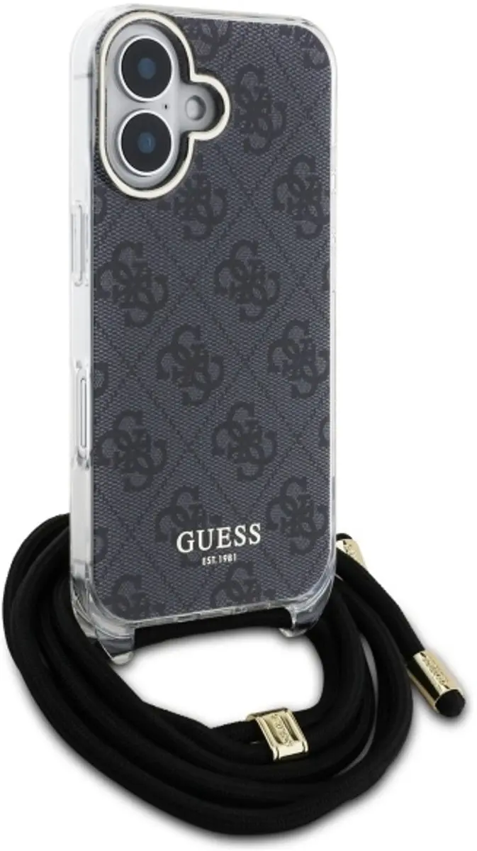 GUESS Backcover iPhone 16 - Zwart - GUHCP16SHC4SEK