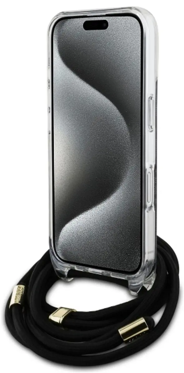 GUESS Backcover iPhone 16 - Zwart - GUHCP16SHC4SEK