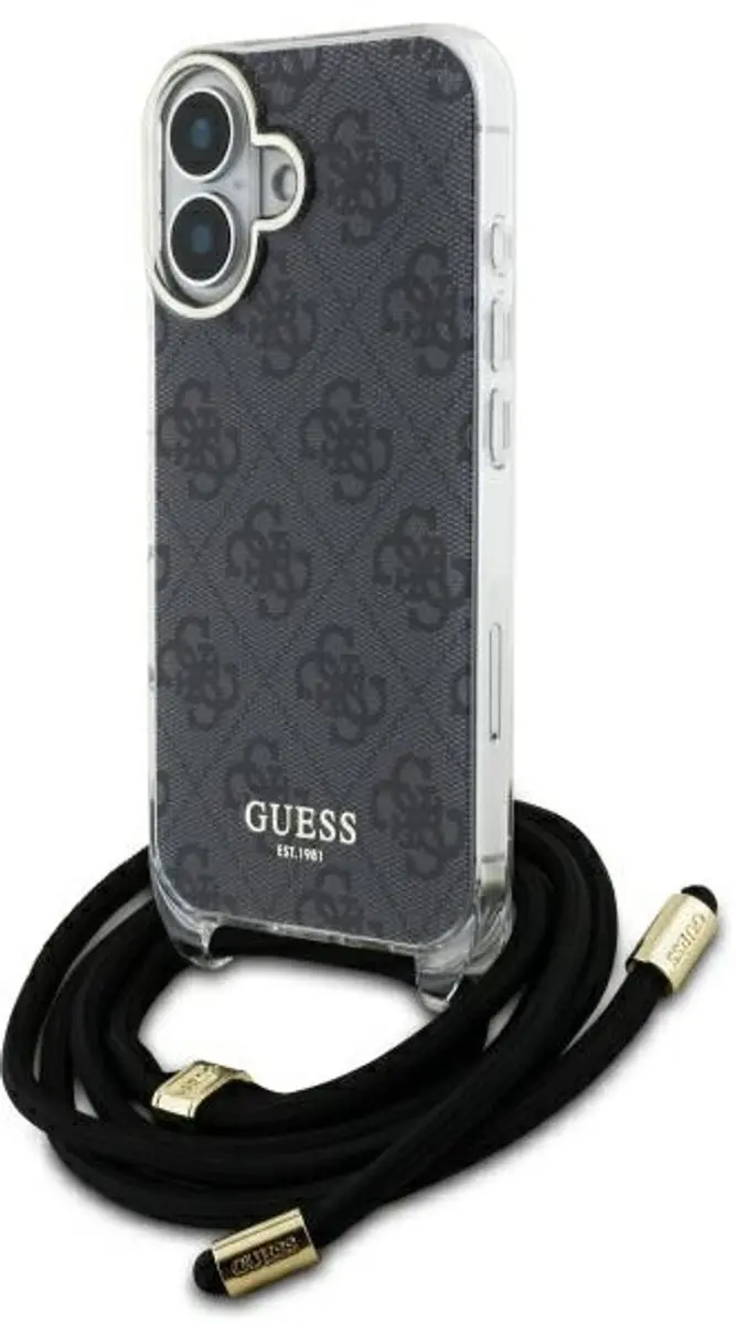 GUESS Backcover iPhone 16 - Zwart - GUHCP16SHC4SEK