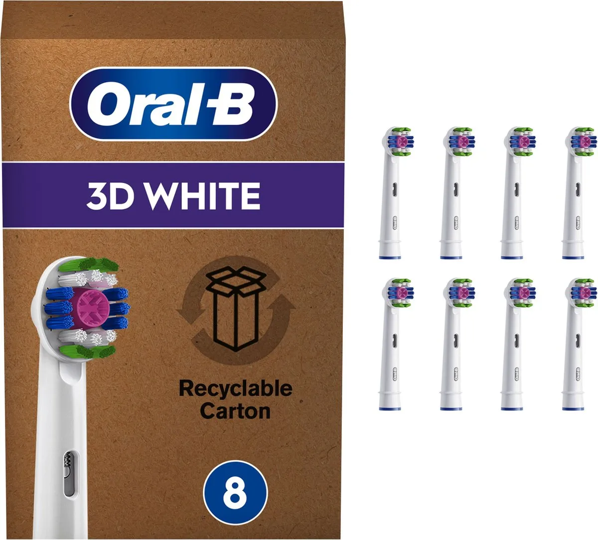 Oral-B 3D White Opzetborstels - 8 Stuks