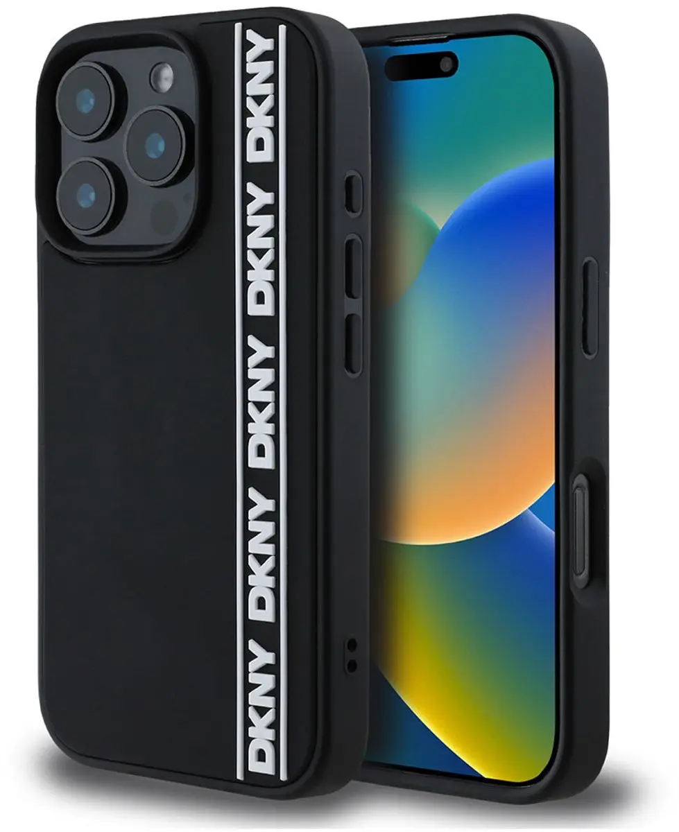 DKNY 3D Rubber Repeat Edition Hoesje iPhone 16 Pro Max - Zwart