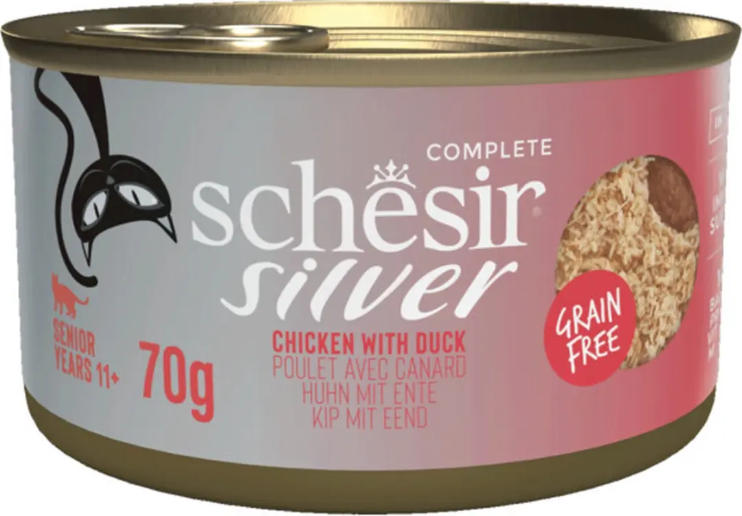 Schesir Silver Cat Bouillon Kip & Eend 12x70g