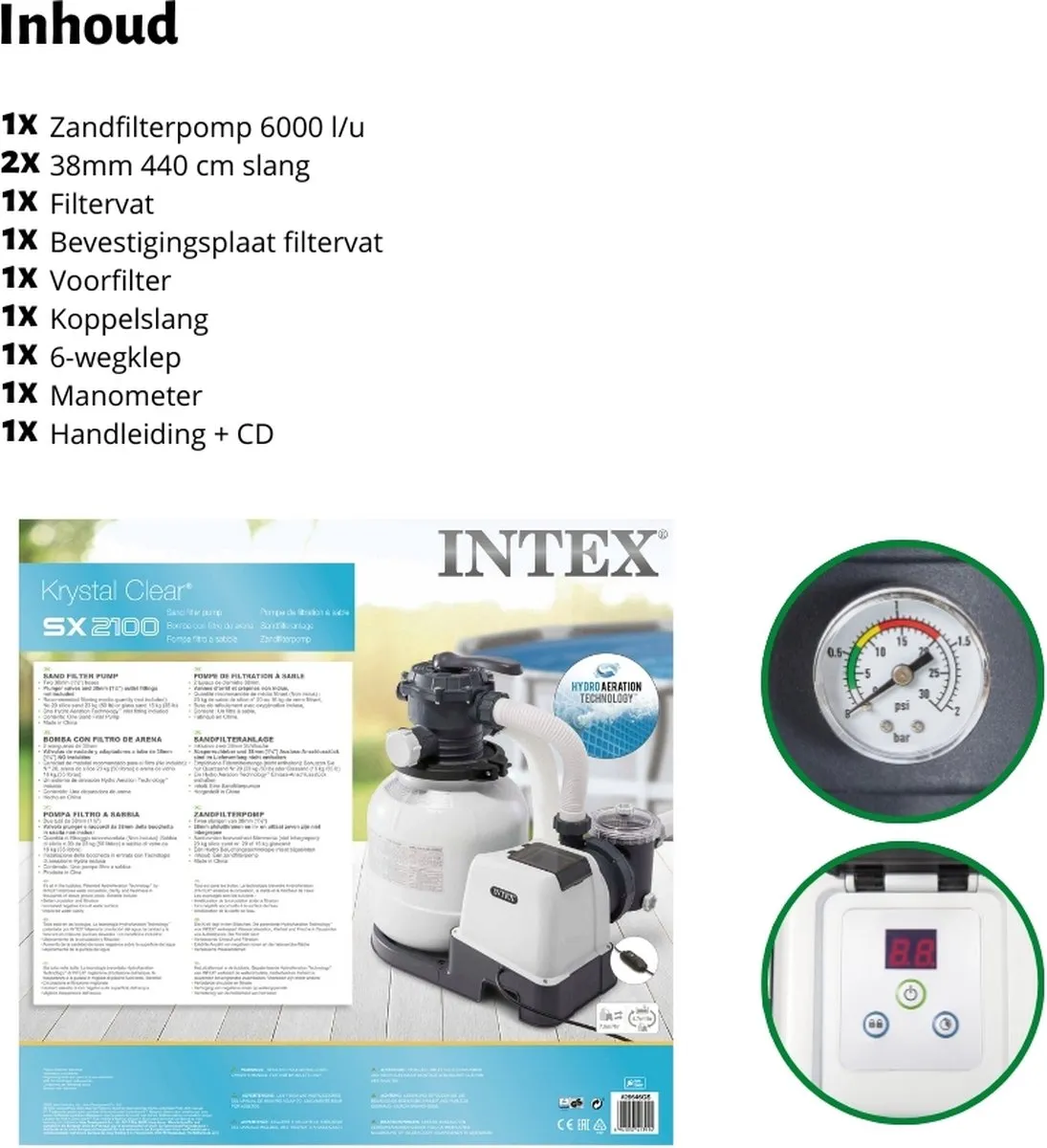 Intex 26646GS Zandfilterpomp 6000L/u - 38mm - Wit