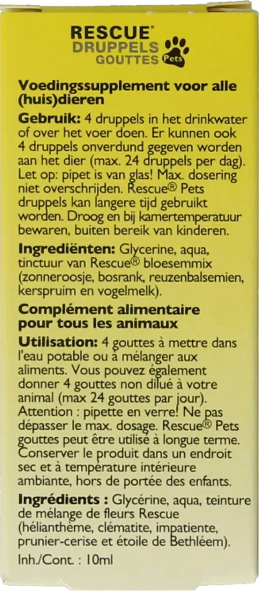 Bach Rescue Remedy Pets Druppels 10ml - afbeelding 6 van 6