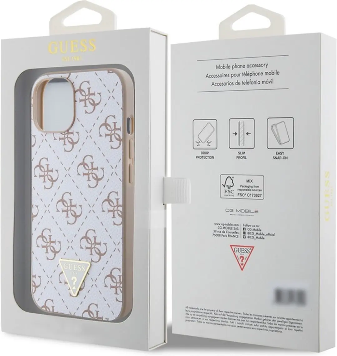 GUESS 4G Triangle Logo Back Case - iPhone 15 - Wit