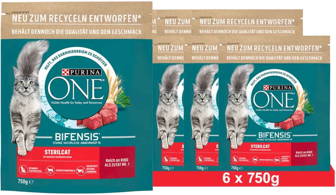 Purina ONE Bifensis Sterilcat Droogvoer Rundvlees 6x750g