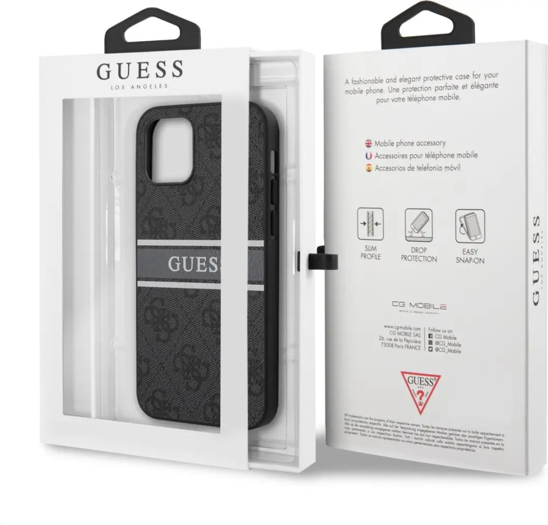 GUESS Logo Stripe Backcase iPhone 12 Pro Max - Grijs