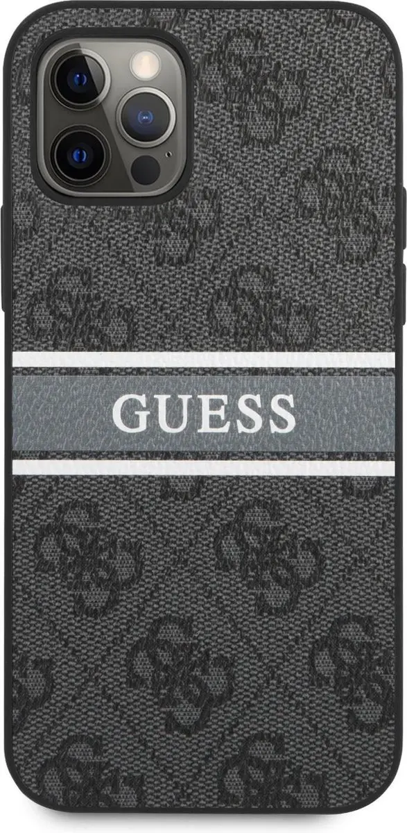GUESS Logo Stripe Backcase iPhone 12 Pro Max - Grijs