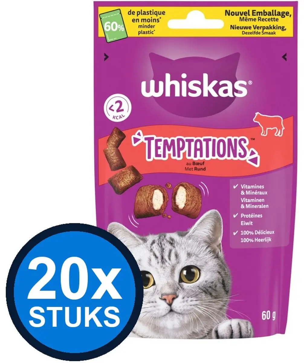 Whiskas Temptations Rund 60g Kattenvoer Snacks