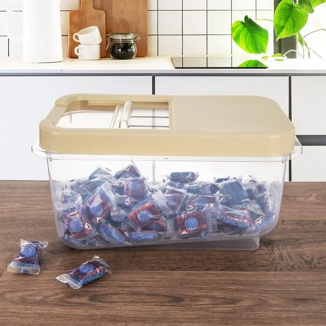 Orion Voedselcontainer 7,5L - Transparant met beige deksel - BPA-vrij