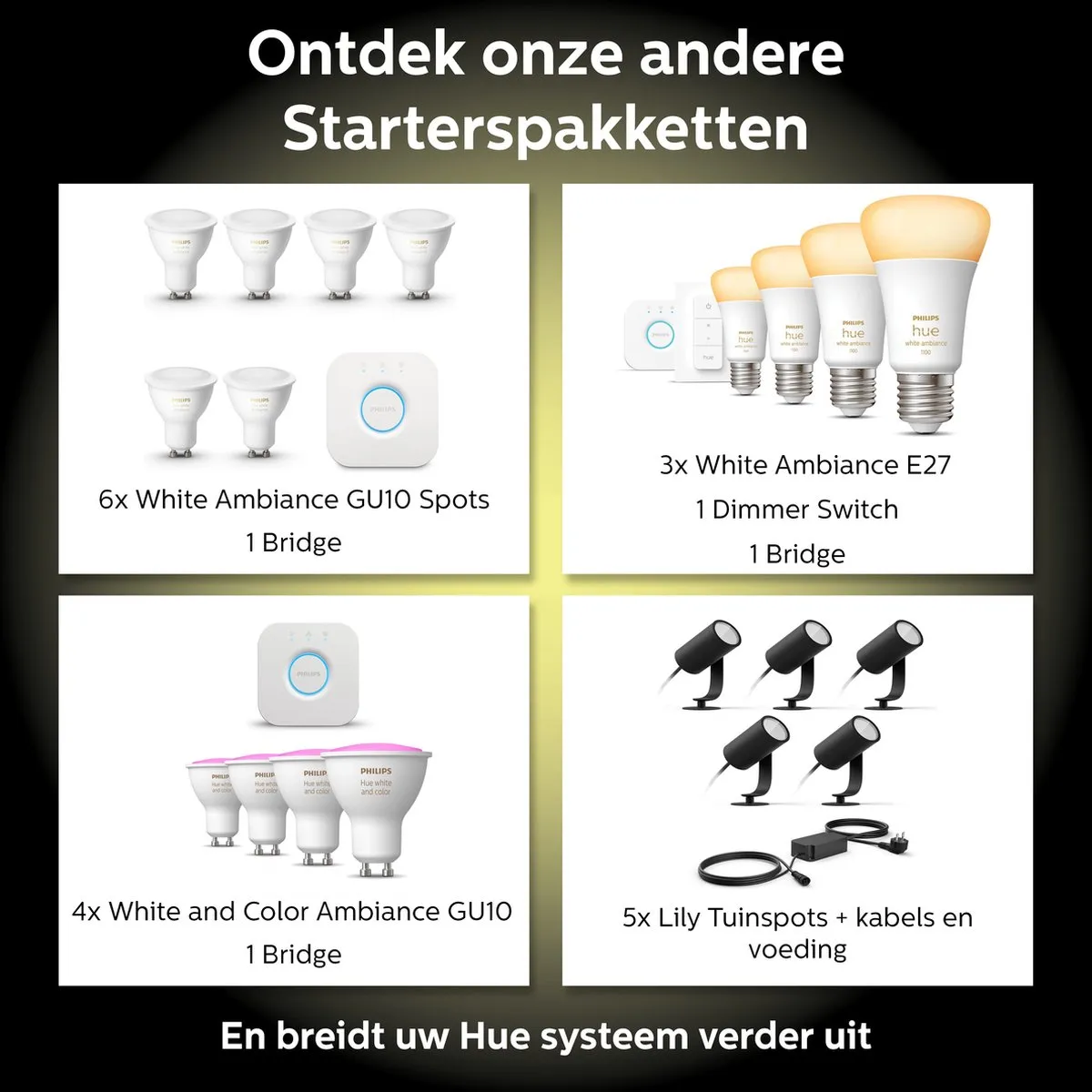 Philips Hue Starterpakket E27 - 3x Warmwit Filamentlampen - Incl. Bridge & Dimmer - Goud - afbeelding 6 van 6