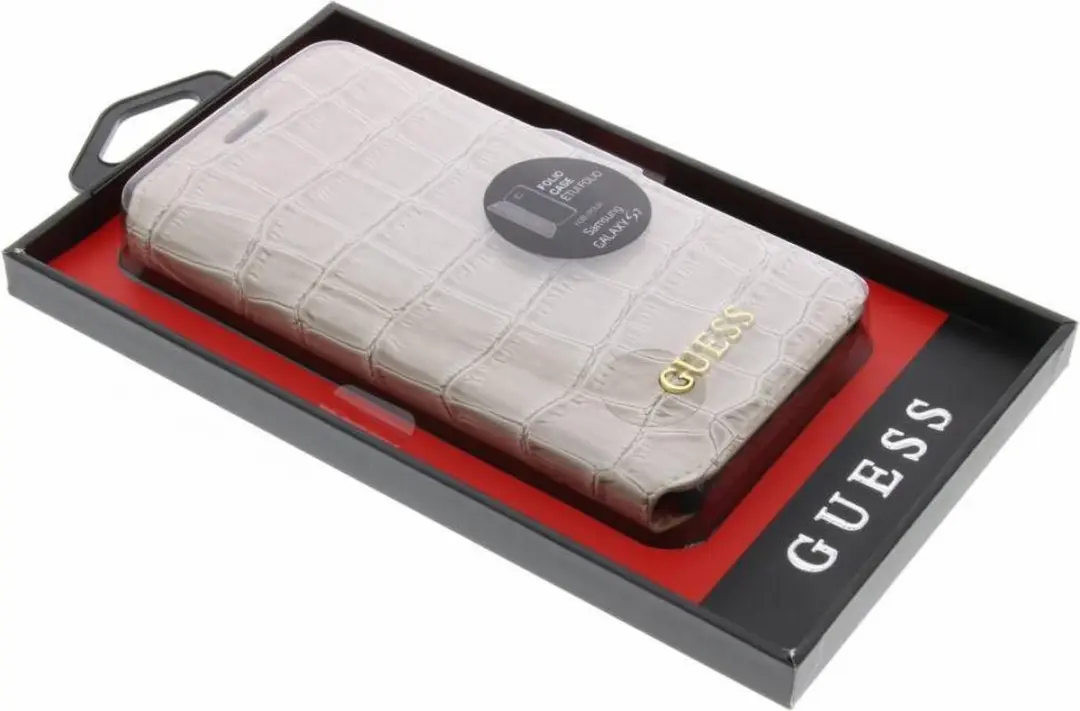 GUESS Galaxy S7 Hoesje - Beige Kunstleer - 3 Pasjes