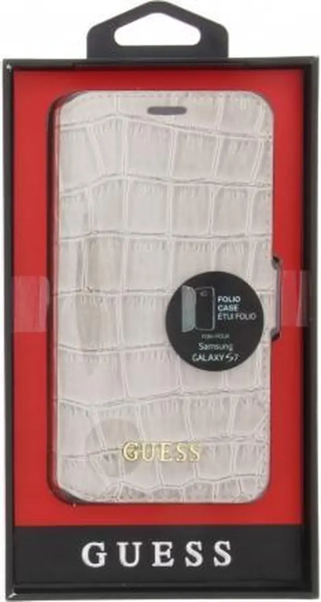 GUESS Galaxy S7 Hoesje - Beige Kunstleer - 3 Pasjes