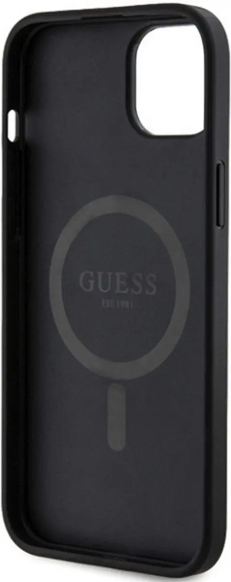 Guess 4G Colored Ring Back Case Apple iPhone 14 - Zwart