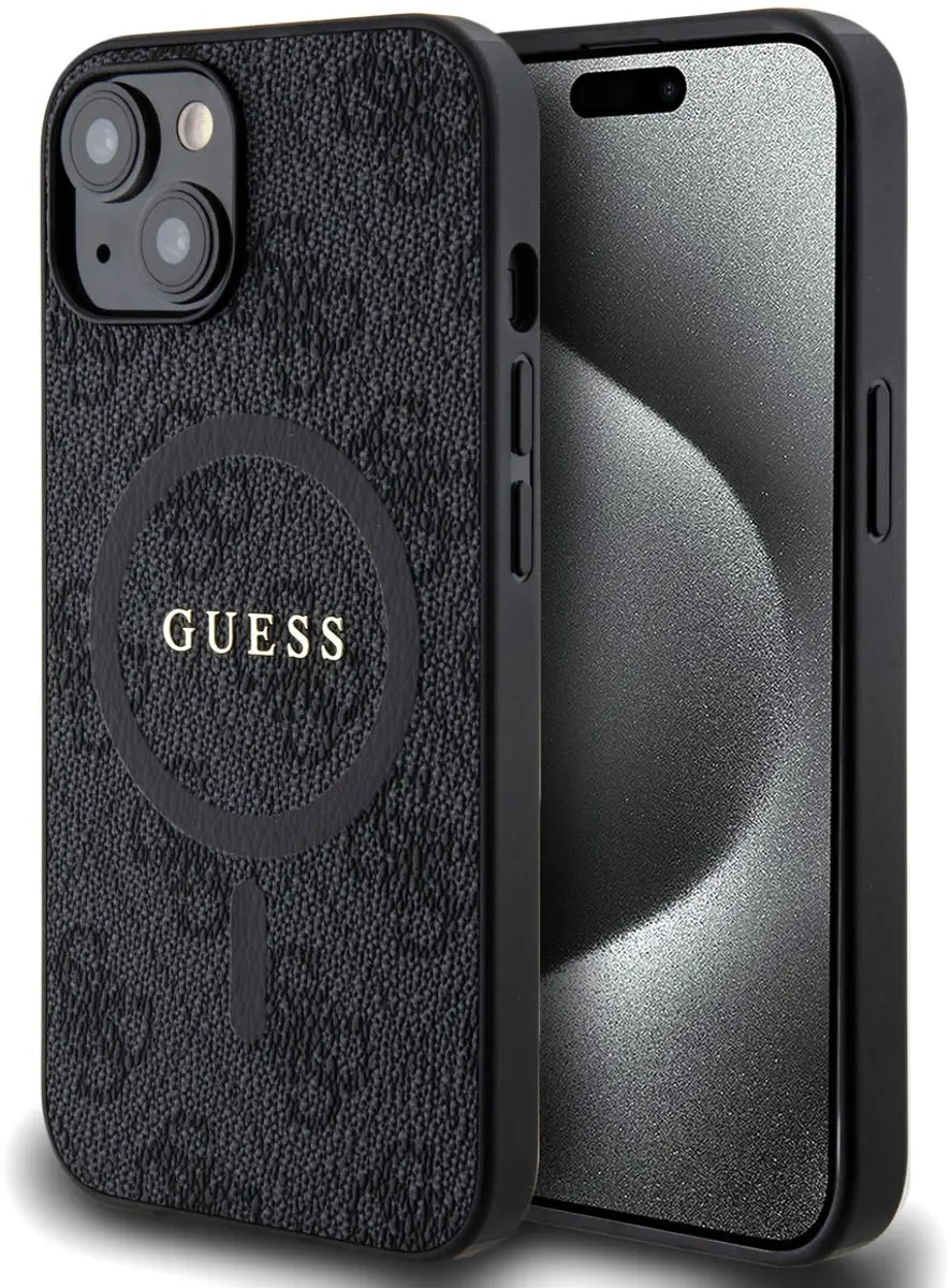 Guess 4G Colored Ring Back Case Apple iPhone 14 - Zwart