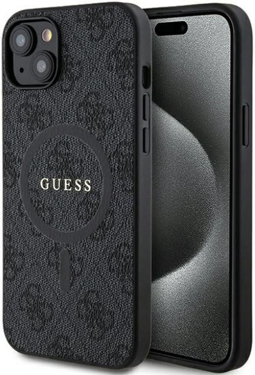 Guess 4G Colored Ring Back Case Apple iPhone 14 - Zwart