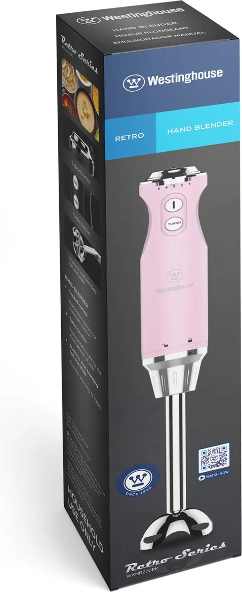 Westinghouse Retro 3-delige Set Roze - Waterkoker 1,7L + Broodrooster + Staafmixer