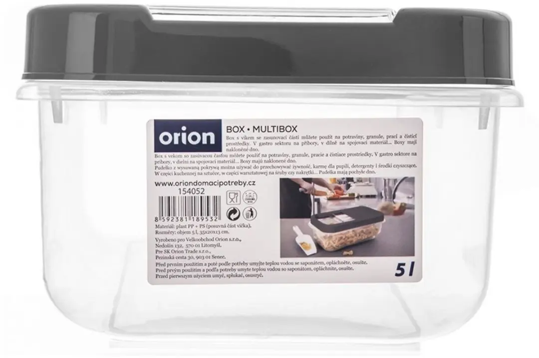 Orion Opbergcontainer 5L Grijs - BPA-vrij