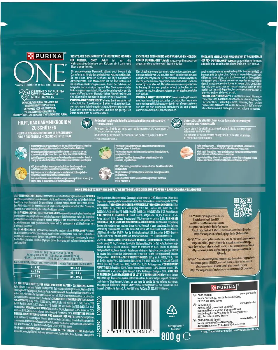 Purina ONE Adult Kattenbrokjes Kip & Volkoren 3,2kg
