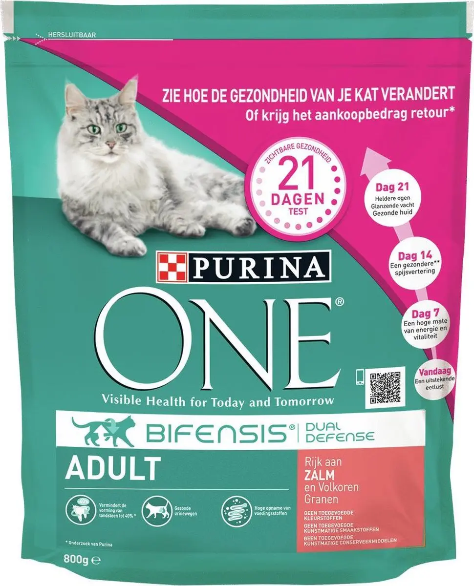 Purina ONE Adult Zalm Volkoren Granen 800g