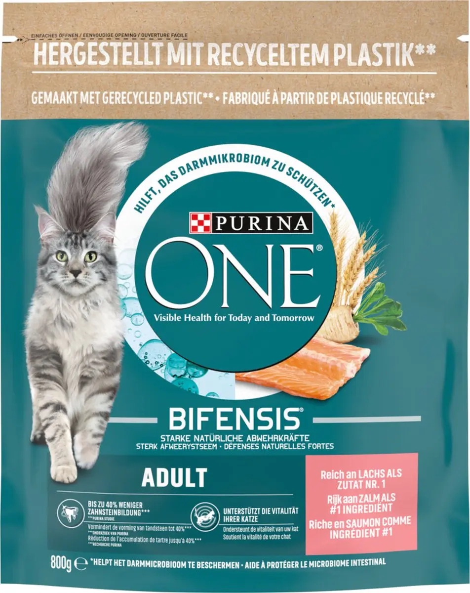 Purina ONE Adult Zalm Volkoren Granen 800g - afbeelding 6 van 6