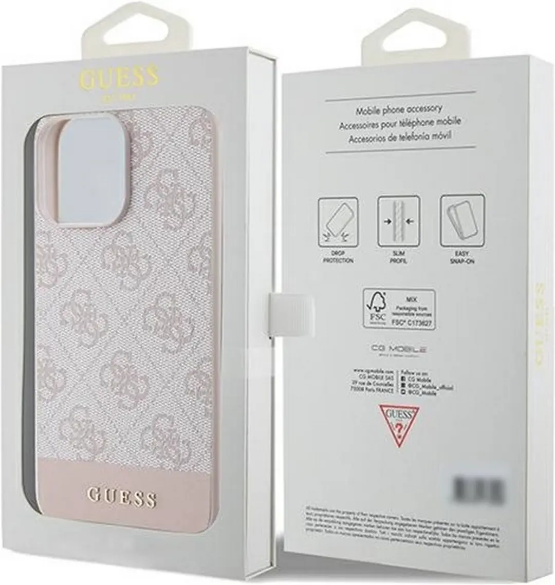 Guess 4G Stripe Back Case - iPhone 15 Pro Max Roze