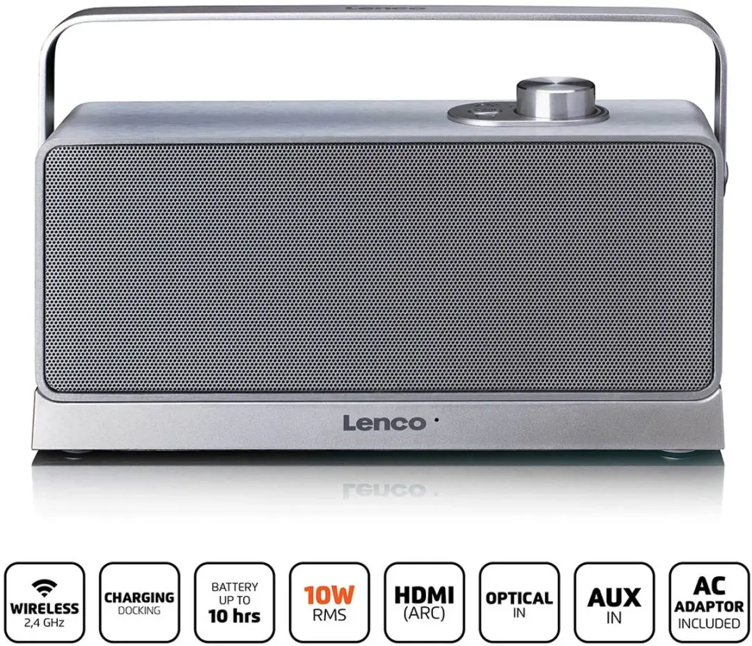 Lenco WTVS-100SI Draadloze TV-luidspreker - 5W - Zilver