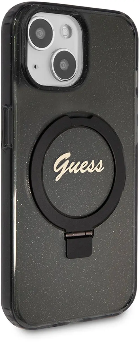 GUESS Ring Back Case MagSafe iPhone 15 Plus - Zwart