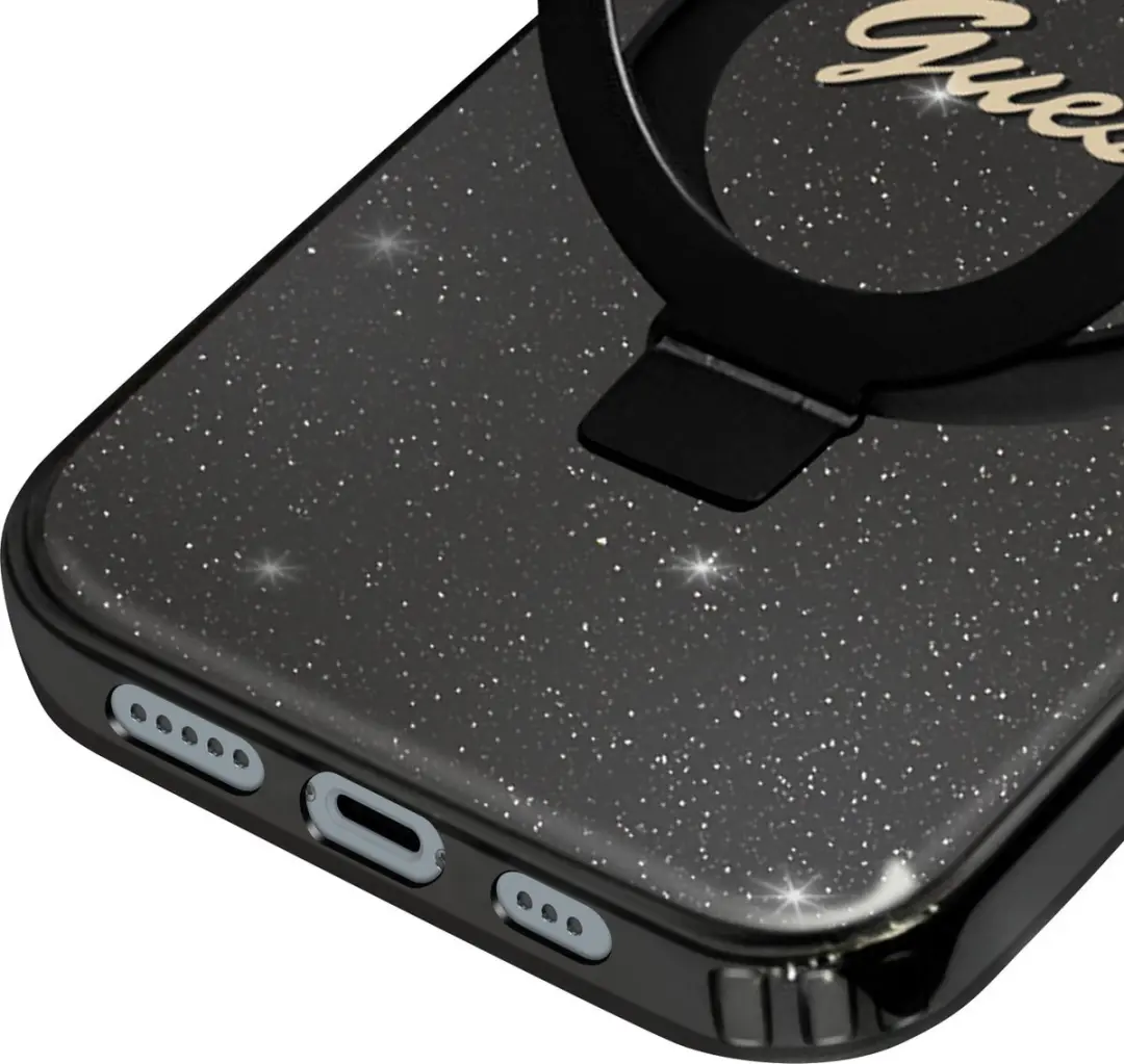 GUESS Ring Back Case MagSafe iPhone 15 Plus - Zwart