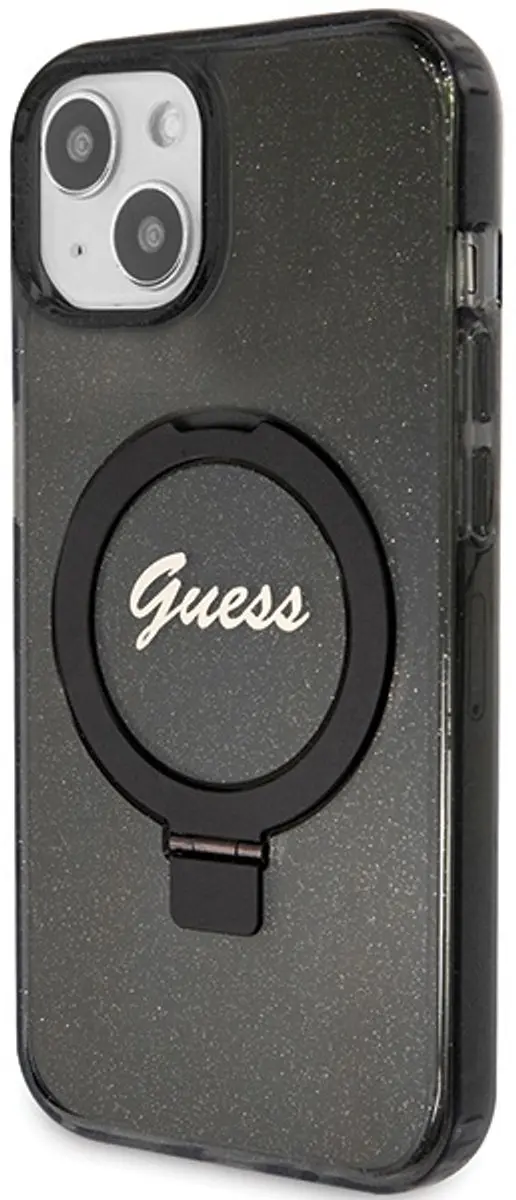 GUESS Ring Back Case MagSafe iPhone 15 Plus - Zwart