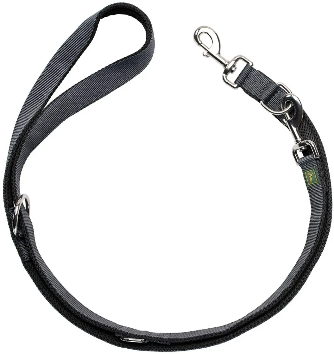 Hunter Looplijn Maldon Hondenriem 200x2cm - Zwart & Grijs