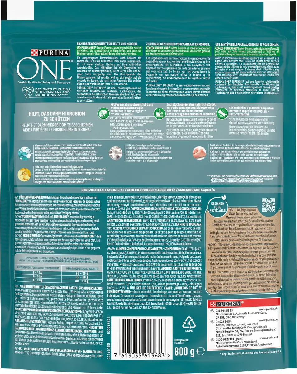 Purina ONE Indoor Kalkoen Volkoren Kattenbrokjes 3,2kg