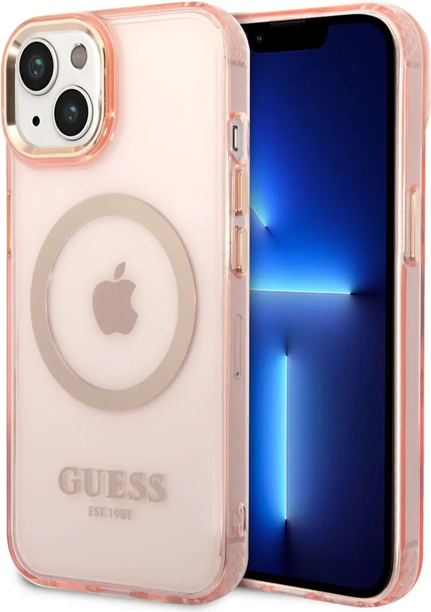 GUESS TPU Smartphonehoesje iPhone 14 - Roze - MagSafe