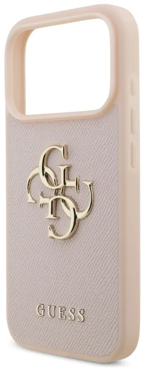 GUESS iPhone 17 Pro Hoesje - Roze - Lederlook - Goudlogo