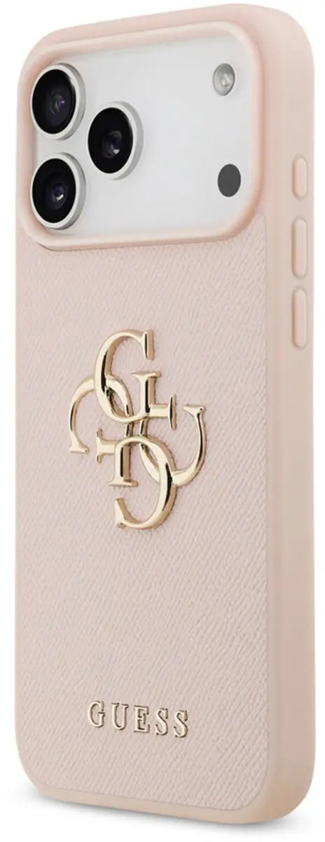 GUESS iPhone 17 Pro Hoesje - Roze - Lederlook - Goudlogo