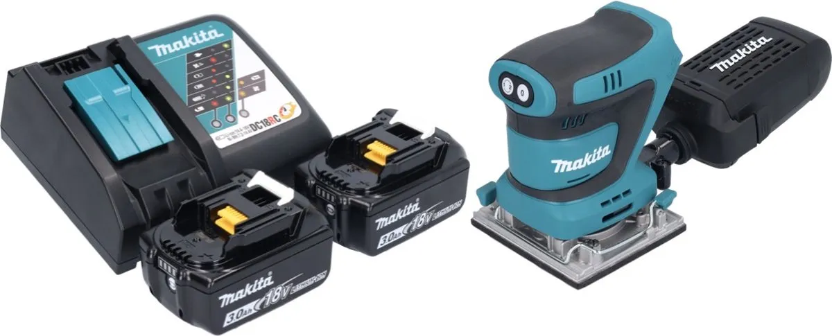 Makita DBO 484 RF Excentrische Schuurmachine 18V - 2x 3,0Ah Accu + Oplader
