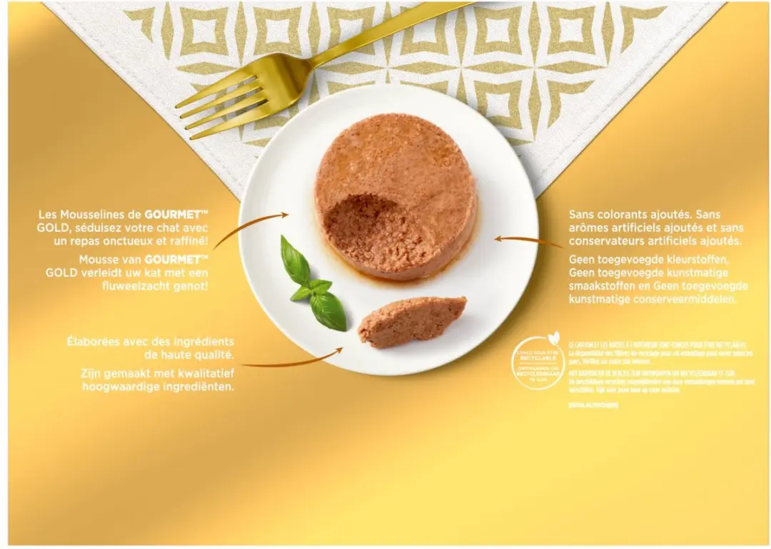 Gourmet Gold Mousse Rund/Konijn/Kalf/Lam 24x85g