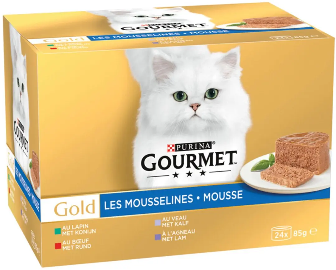 Gourmet Gold Mousse Rund/Konijn/Kalf/Lam 24x85g