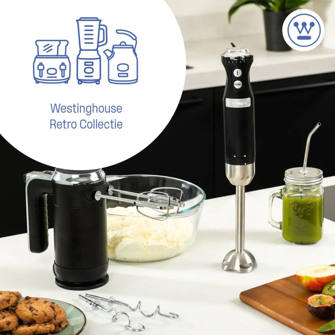 Westinghouse Retro Handmixer WKHM250BK - 350W - Zwart - afbeelding 6 van 6