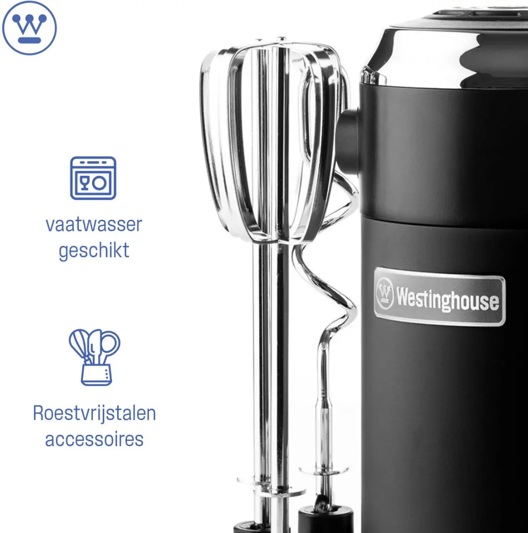 Westinghouse Retro Handmixer WKHM250BK - 350W - Zwart