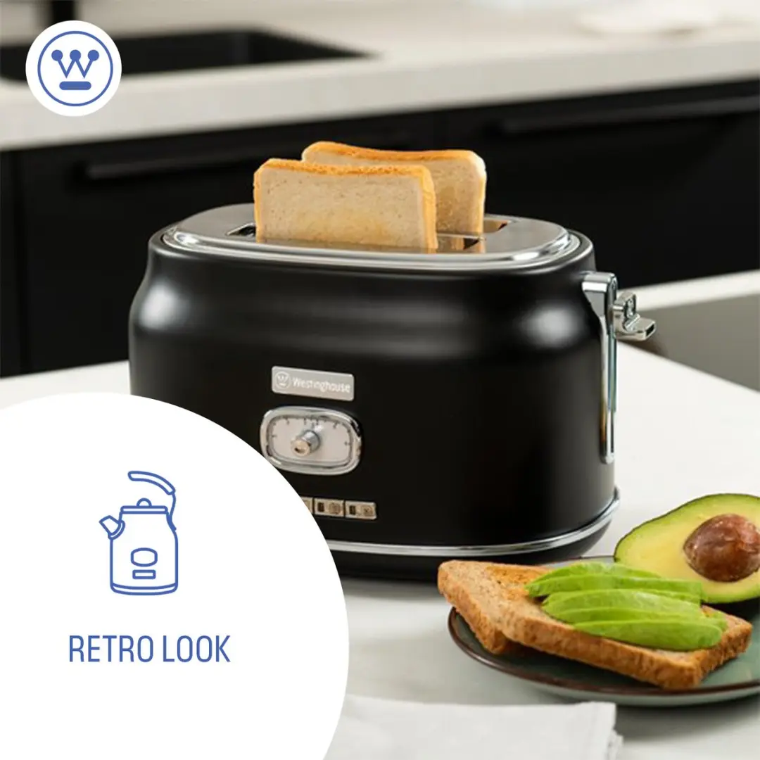 Westinghouse WKTTB857BK Retro Broodrooster 2 Sneden - 815W - Zwart
