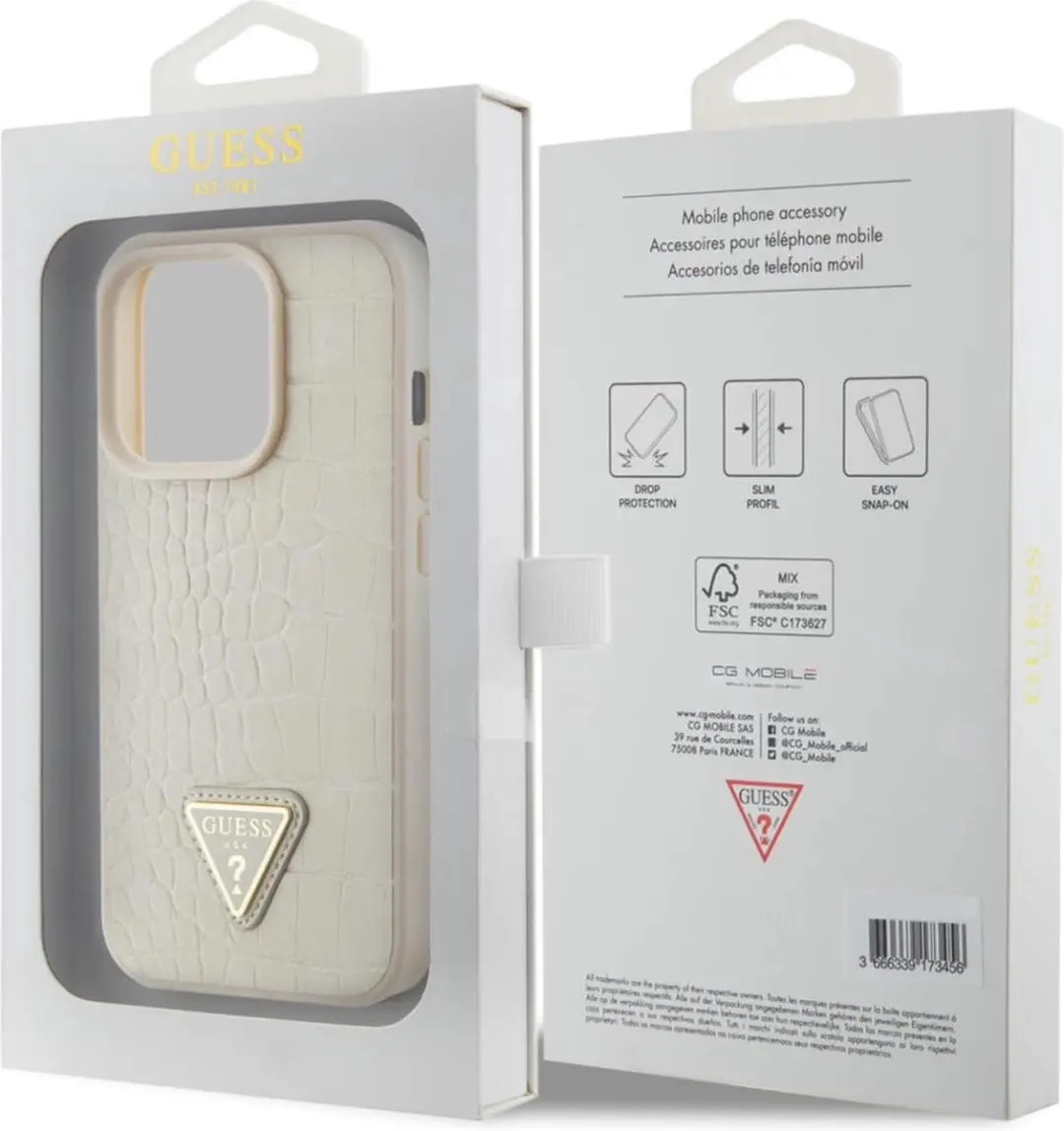 GUESS Crocodile Triangle Back Case - iPhone 15 Pro Max - Goud